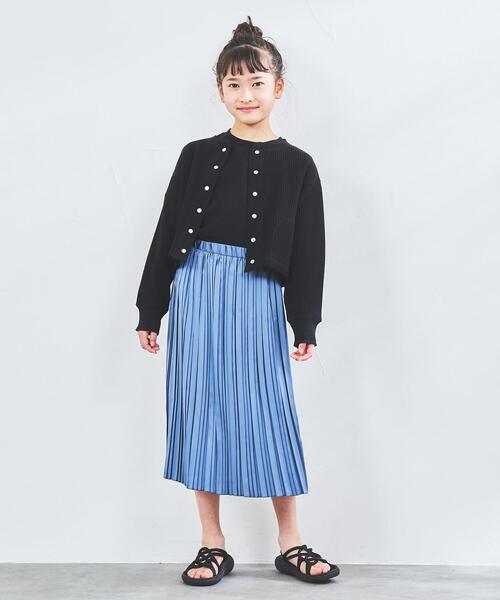 coen（コーエン）の「サテンプリーツギャザースカート（スカート・キッズ・コバルトブルー/グレー・110/130/150）」の6枚目の写真