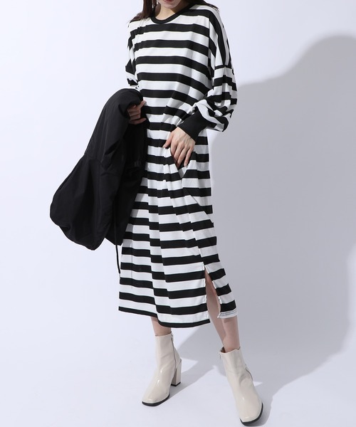 MAISON BREEZE(メゾンブリーズ)の「【MAISON BREEZE】オーバーサイズモノトーンワンピース SCCH83(ワンピース・レディース・ブラック/マルチ・4/3)」の2枚目の写真