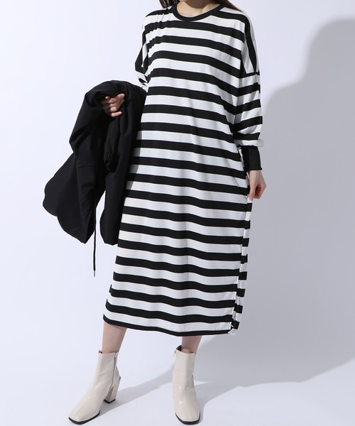 MAISON BREEZE(メゾンブリーズ)の「【MAISON BREEZE】オーバーサイズモノトーンワンピース SCCH83(ワンピース・レディース・ブラック/マルチ・4/3)」の5枚目の写真