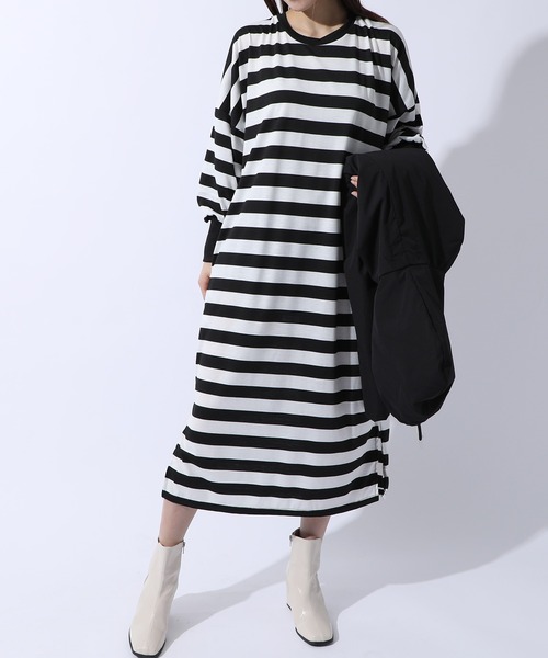 MAISON BREEZE(メゾンブリーズ)の「【MAISON BREEZE】オーバーサイズモノトーンワンピース SCCH83(ワンピース・レディース・ブラック/マルチ・4/3)」の10枚目の写真