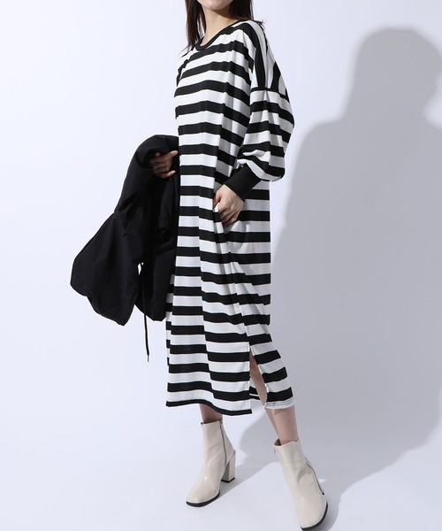 MAISON BREEZE(メゾンブリーズ)の「【MAISON BREEZE】オーバーサイズモノトーンワンピース SCCH83(ワンピース・レディース・ブラック/マルチ・4/3)」の11枚目の写真