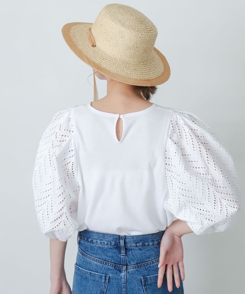 SENSE OF PLACE by URBAN RESEARCH（センスオブプレイスバイアーバンリサーチ）の「レースドッキングトップ（Tシャツ/カットソー・レディース・ライトブルー/ブラック/オフホワイト・ONE）」の10枚目の写真