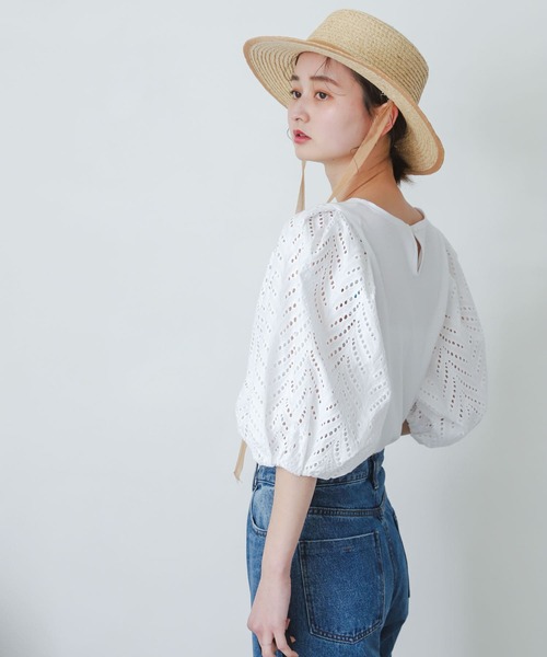 SENSE OF PLACE by URBAN RESEARCH（センスオブプレイスバイアーバンリサーチ）の「レースドッキングトップ（Tシャツ/カットソー・レディース・ライトブルー/ブラック/オフホワイト・ONE）」の11枚目の写真