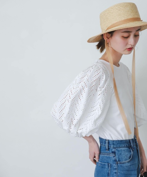 SENSE OF PLACE by URBAN RESEARCH（センスオブプレイスバイアーバンリサーチ）の「レースドッキングトップ（Tシャツ/カットソー・レディース・ライトブルー/ブラック/オフホワイト・ONE）」の13枚目の写真