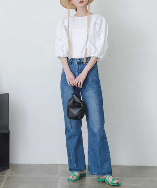 SENSE OF PLACE by URBAN RESEARCH（センスオブプレイスバイアーバンリサーチ）の「レースドッキングトップ（Tシャツ/カットソー・レディース・ライトブルー/ブラック/オフホワイト・ONE）」の15枚目の写真