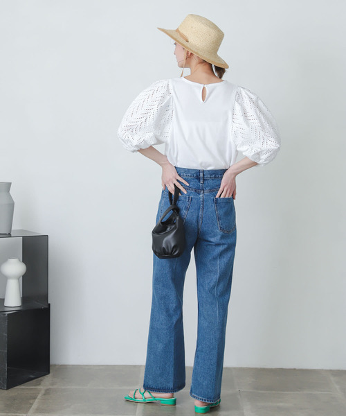 SENSE OF PLACE by URBAN RESEARCH（センスオブプレイスバイアーバンリサーチ）の「レースドッキングトップ（Tシャツ/カットソー・レディース・ライトブルー/ブラック/オフホワイト・ONE）」の17枚目の写真