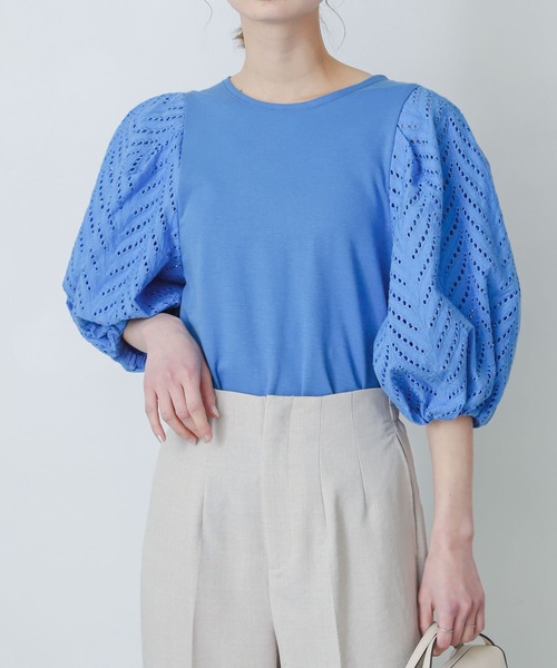 SENSE OF PLACE by URBAN RESEARCH（センスオブプレイスバイアーバンリサーチ）の「レースドッキングトップ（Tシャツ/カットソー・レディース・ライトブルー/ブラック/オフホワイト・ONE）」の19枚目の写真