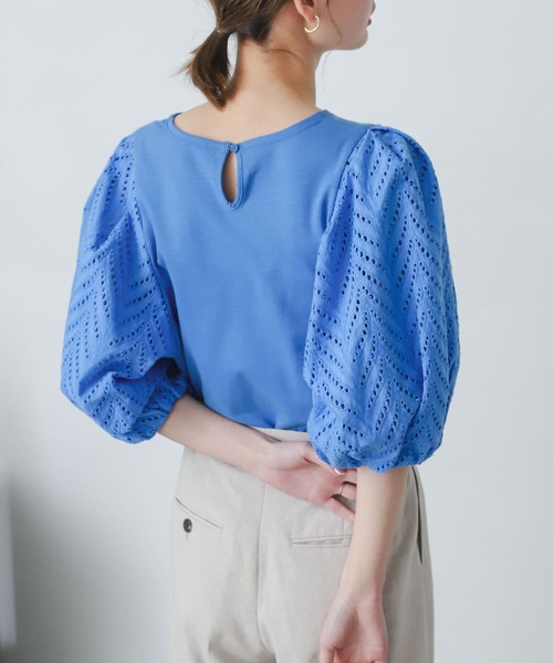 SENSE OF PLACE by URBAN RESEARCH（センスオブプレイスバイアーバンリサーチ）の「レースドッキングトップ（Tシャツ/カットソー・レディース・ライトブルー/ブラック/オフホワイト・ONE）」の20枚目の写真