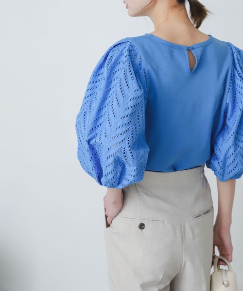 SENSE OF PLACE by URBAN RESEARCH（センスオブプレイスバイアーバンリサーチ）の「レースドッキングトップ（Tシャツ/カットソー・レディース・ライトブルー/ブラック/オフホワイト・ONE）」の22枚目の写真