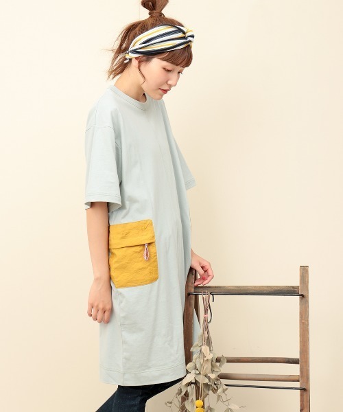 チチカカ（チチカカ）の「吸汗速乾ポケットワンピース（ワンピース・レディース・ライトブルー/ブラック/イエロー・FREE）」の3枚目の写真