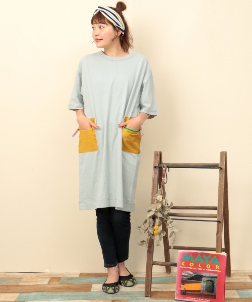 チチカカ（チチカカ）の「吸汗速乾ポケットワンピース（ワンピース・レディース・ライトブルー/ブラック/イエロー・FREE）」の7枚目の写真