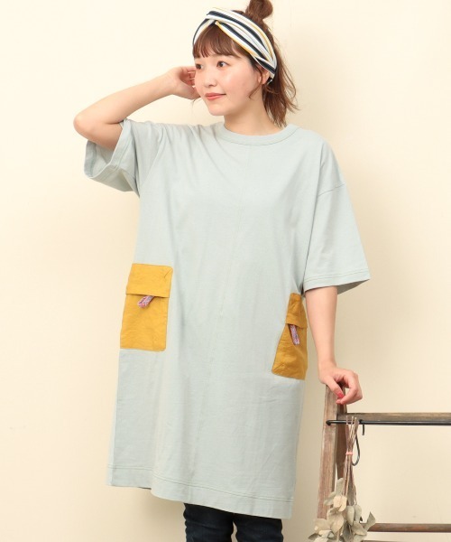 チチカカ（チチカカ）の「吸汗速乾ポケットワンピース（ワンピース・レディース・ライトブルー/ブラック/イエロー・FREE）」の8枚目の写真