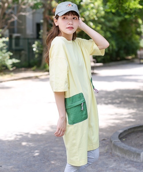 チチカカ（チチカカ）の「吸汗速乾ポケットワンピース（ワンピース・レディース・ライトブルー/ブラック/イエロー・FREE）」の5枚目の写真