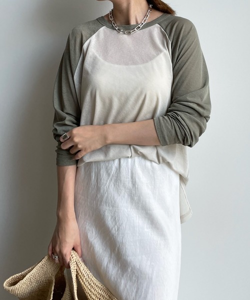 DouDou（ドゥドゥ）の「シアーロンTEE（Tシャツ/カットソー・レディース・ベージュ/オフホワイト・FREE）」の11枚目の写真