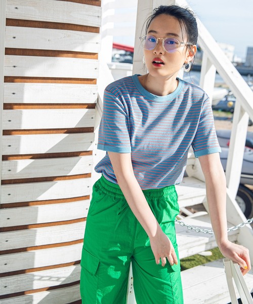 bohmal(ボマール)の「配色ボーダーリンガーTシャツ(Tシャツ/カットソー・レディース・ホワイト/ピンク/ブルー・FREE)」の2枚目の写真