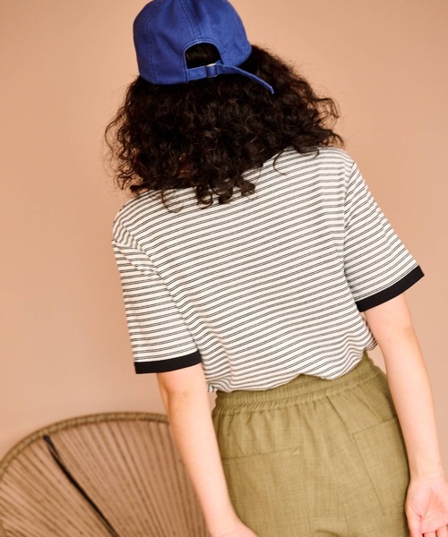 bohmal(ボマール)の「配色ボーダーリンガーTシャツ(Tシャツ/カットソー・レディース・ホワイト/ピンク/ブルー・FREE)」の8枚目の写真