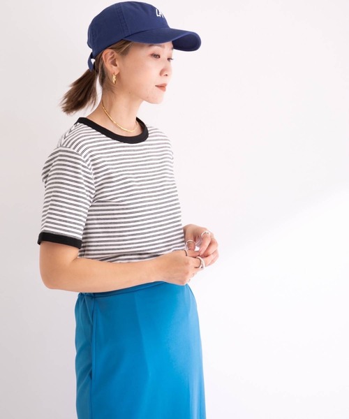 bohmal(ボマール)の「配色ボーダーリンガーTシャツ(Tシャツ/カットソー・レディース・ホワイト/ピンク/ブルー・FREE)」の21枚目の写真