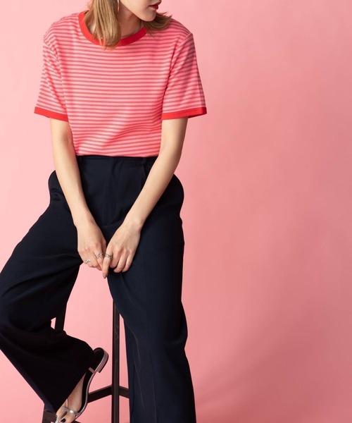 bohmal(ボマール)の「配色ボーダーリンガーTシャツ(Tシャツ/カットソー・レディース・ホワイト/ピンク/ブルー・FREE)」の15枚目の写真