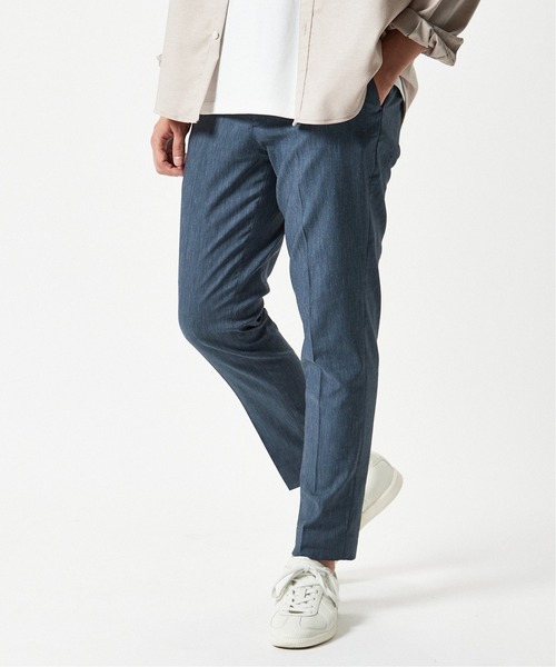 セール】リネン シャンブレー ツイル スラックス イージーパンツ