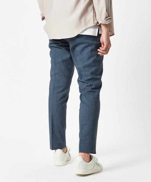 セール】リネン シャンブレー ツイル スラックス イージーパンツ