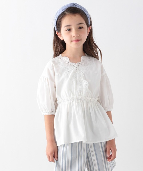 GLOBAL WORK（グローバルワーク）の「スカラップレースブラウス5分袖/キッズ/276857（シャツ/ブラウス・キッズ・ホワイト/ブラック・130cm/160cm/150cm/100cm/120cm/140cm/110cm）」の11枚目の写真