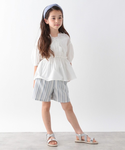 GLOBAL WORK（グローバルワーク）の「スカラップレースブラウス5分袖/キッズ/276857（シャツ/ブラウス・キッズ・ホワイト/ブラック・130cm/160cm/150cm/100cm/120cm/140cm/110cm）」の12枚目の写真