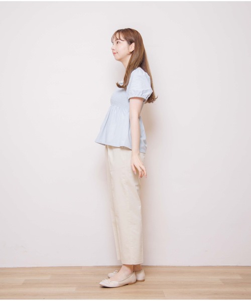 flower（フラワー）の「サマーフラワーズトップ2（Tシャツ/カットソー・レディース・ベージュ/ブルー・FREE）」の7枚目の写真