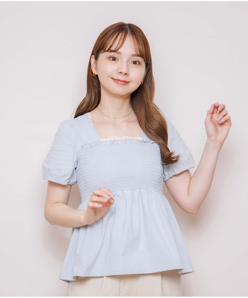 flower（フラワー）の「サマーフラワーズトップ2（Tシャツ/カットソー・レディース・ベージュ/ブルー・FREE）」の9枚目の写真