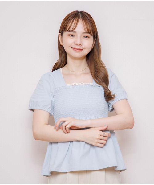 flower（フラワー）の「サマーフラワーズトップ2（Tシャツ/カットソー・レディース・ベージュ/ブルー・FREE）」の10枚目の写真