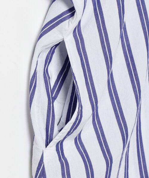 ne Quittez pas コットンストライプエンブロイダリーシャツワンピース ne Quittez pas コットンストライプエンブロイダリーシャツ