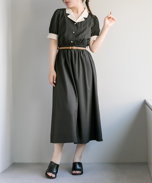 OLIVE des OLIVE（オリーブデオリーブ）の「【WEB限定】クレリック開襟ワンピース（ワンピース・レディース・ブラック/サックスブルー/ミント・FREE）」の4枚目の写真