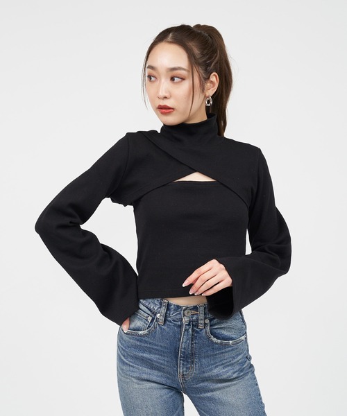 SPIRALGIRL(スパイラルガール)の「バストオープンカットトップス(Tシャツ/カットソー・レディース・ホワイト/ブラック/パープル・FREE)」の8枚目の写真