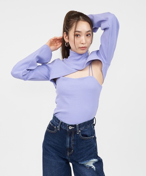 SPIRALGIRL(スパイラルガール)の「バストオープンカットトップス(Tシャツ/カットソー・レディース・ホワイト/ブラック/パープル・FREE)」の13枚目の写真