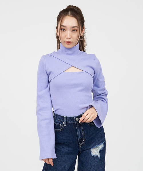 SPIRALGIRL(スパイラルガール)の「バストオープンカットトップス(Tシャツ/カットソー・レディース・ホワイト/ブラック/パープル・FREE)」の14枚目の写真