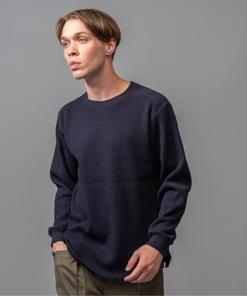 MR.OLIVE（ミスターオリーブ）の「ヘビーワッフル / ラウンドカット クルーネック ロンT/カットソー（Tシャツ/カットソー・メンズ・ブラック/グレー/ネイビー・SMALL/MEDIUM/LARGE）」の3枚目の写真