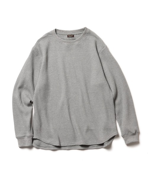 MR.OLIVE（ミスターオリーブ）の「ヘビーワッフル / ラウンドカット クルーネック ロンT/カットソー（Tシャツ/カットソー・メンズ・ブラック/グレー/ネイビー・SMALL/MEDIUM/LARGE）」の2枚目の写真