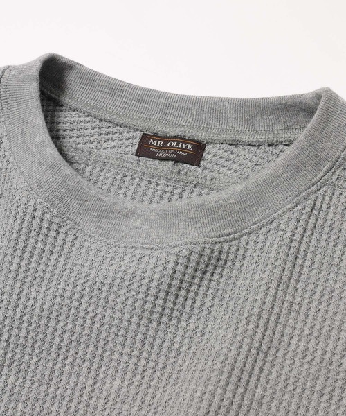 MR.OLIVE（ミスターオリーブ）の「ヘビーワッフル / ラウンドカット クルーネック ロンT/カットソー（Tシャツ/カットソー・メンズ・ブラック/グレー/ネイビー・SMALL/MEDIUM/LARGE）」の10枚目の写真