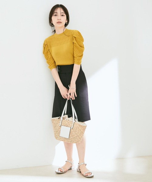 透かしパフスリーブニット【sustainable】