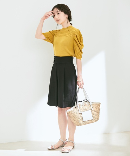 透かしパフスリーブニット【sustainable】