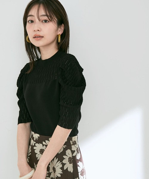 透かしパフスリーブニット【sustainable】