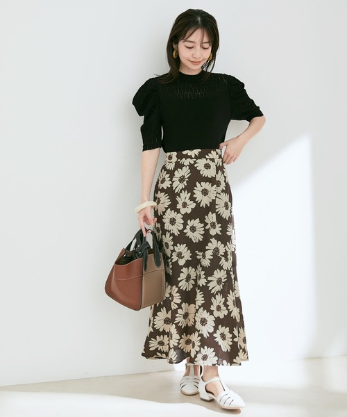 透かしパフスリーブニット【sustainable】