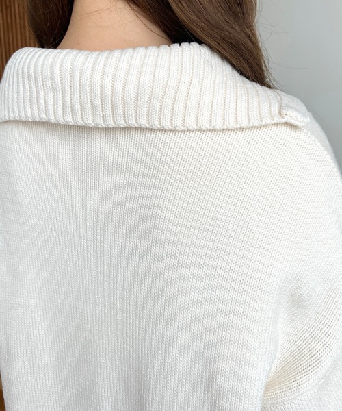 moment+（モーメントプラス）の「6G ハーフジップニットワンピース（ワンピース・レディース・ブラック/アイボリー/モカ/チャコールグレー/ブラウン・FREE/L/M）」の9枚目の写真