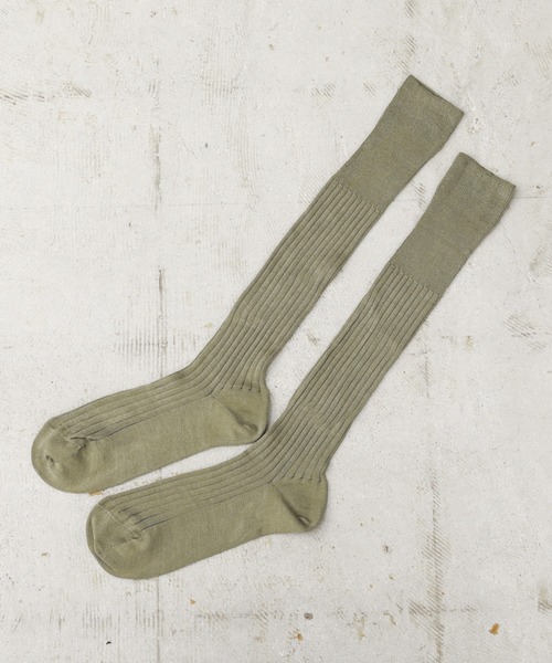 MILITARY(ミリタリー)の「実物 新品 デッドストック イタリア軍 マココットン ロングソックス(ソックス/靴下・メンズ・カーキ・11/11.5/12)」の4枚目の写真