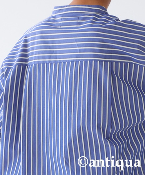antiqua（アンティカ）の「レトロストライプシャツ（シャツ/ブラウス・レディース・ネイビー/オレンジ・FREE）」の20枚目の写真