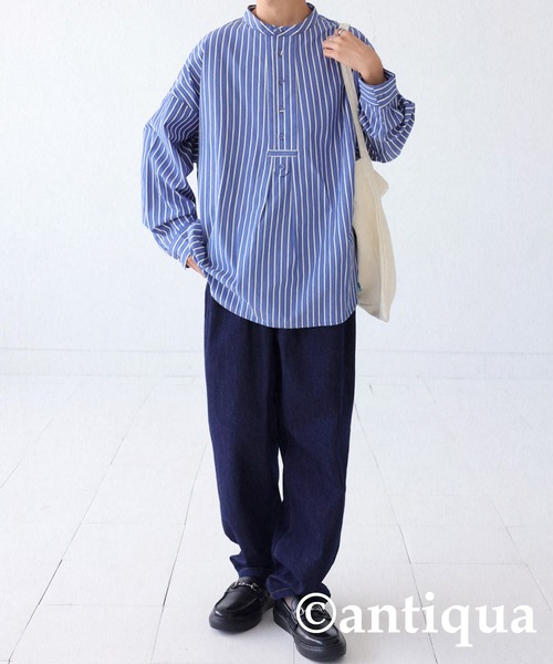 antiqua（アンティカ）の「レトロストライプシャツ（シャツ/ブラウス・レディース・ネイビー/オレンジ・FREE）」の17枚目の写真