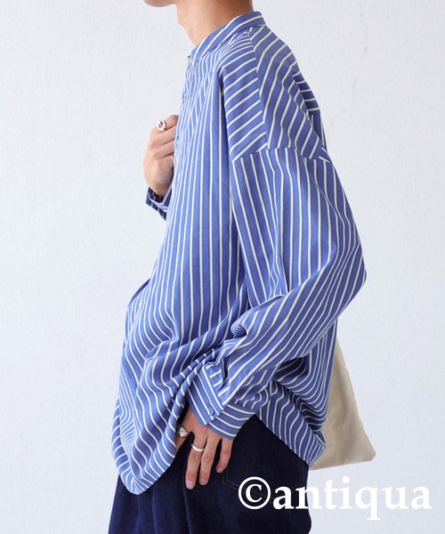 antiqua（アンティカ）の「レトロストライプシャツ（シャツ/ブラウス・レディース・ネイビー/オレンジ・FREE）」の15枚目の写真
