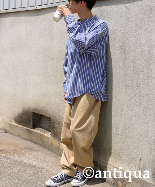 antiqua（アンティカ）の「レトロストライプシャツ（シャツ/ブラウス・レディース・ネイビー/オレンジ・FREE）」の21枚目の写真