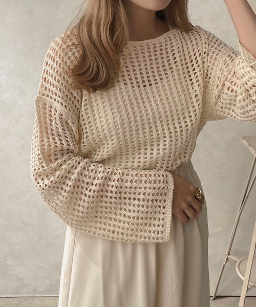 apres jour clair（アプレジュールクレア）の「【apres jour clair】ルーズメッシュニット【ZOZOTOWN限定アイテム】（ニット/セーター・レディース・ベージュ/アイボリー・X-LARGE/フリー）」の12枚目の写真