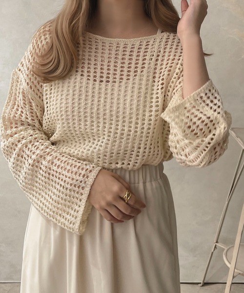 apres jour clair（アプレジュールクレア）の「【apres jour clair】ルーズメッシュニット【ZOZOTOWN限定アイテム】（ニット/セーター・レディース・ベージュ/アイボリー・X-LARGE/フリー）」の9枚目の写真