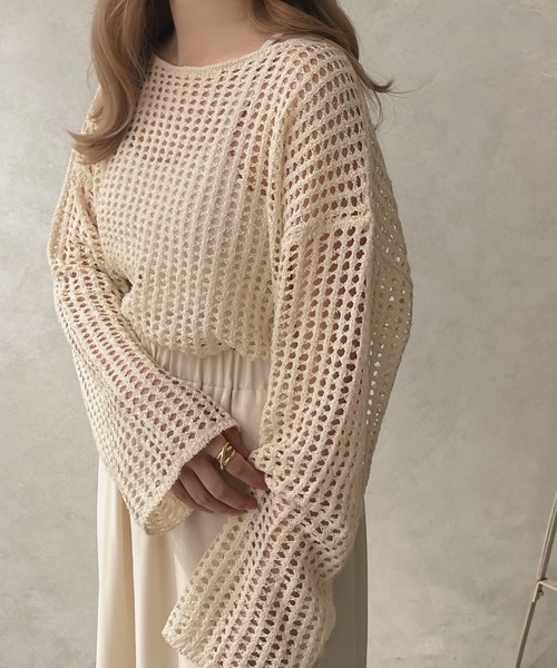 apres jour clair（アプレジュールクレア）の「【apres jour clair】ルーズメッシュニット【ZOZOTOWN限定アイテム】（ニット/セーター・レディース・ベージュ/アイボリー・X-LARGE/フリー）」の7枚目の写真